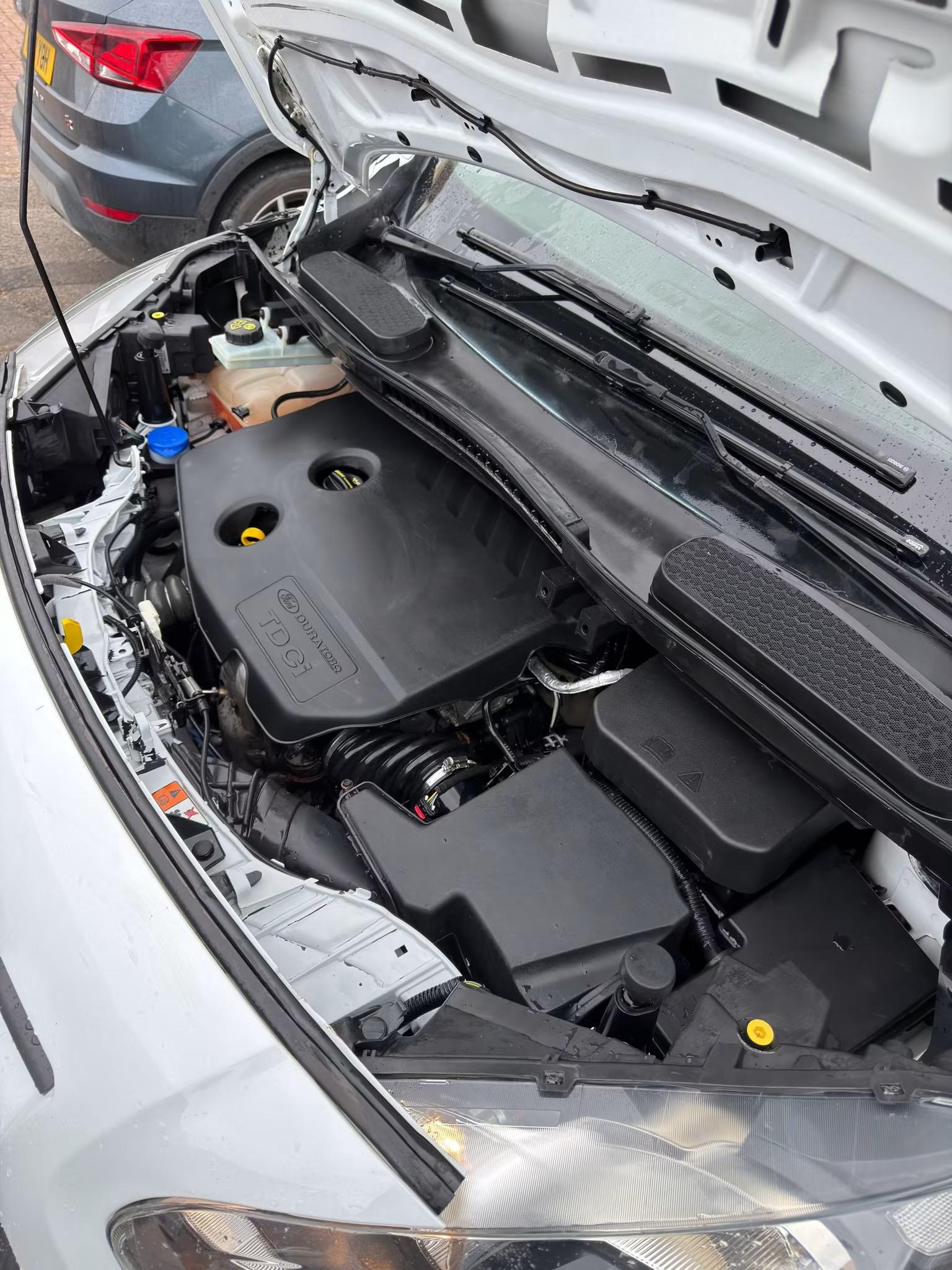 Ford engine bay after detailing