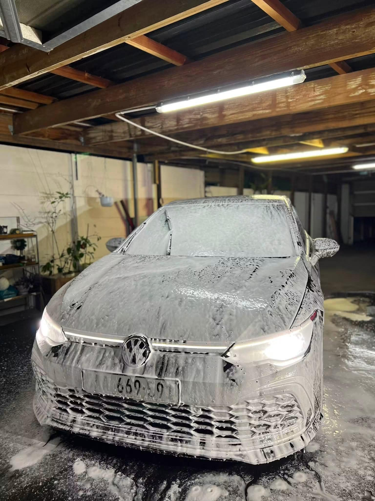 Volkswagen GTI during foam wash treatment